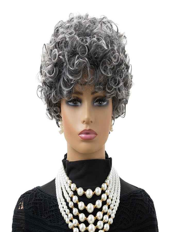 MOONSHOW Short Curly Wigs for Black Women - Synthetic Afro Wig - Pixie Cut with Bangs - Glueless - Modern Style - Image 3